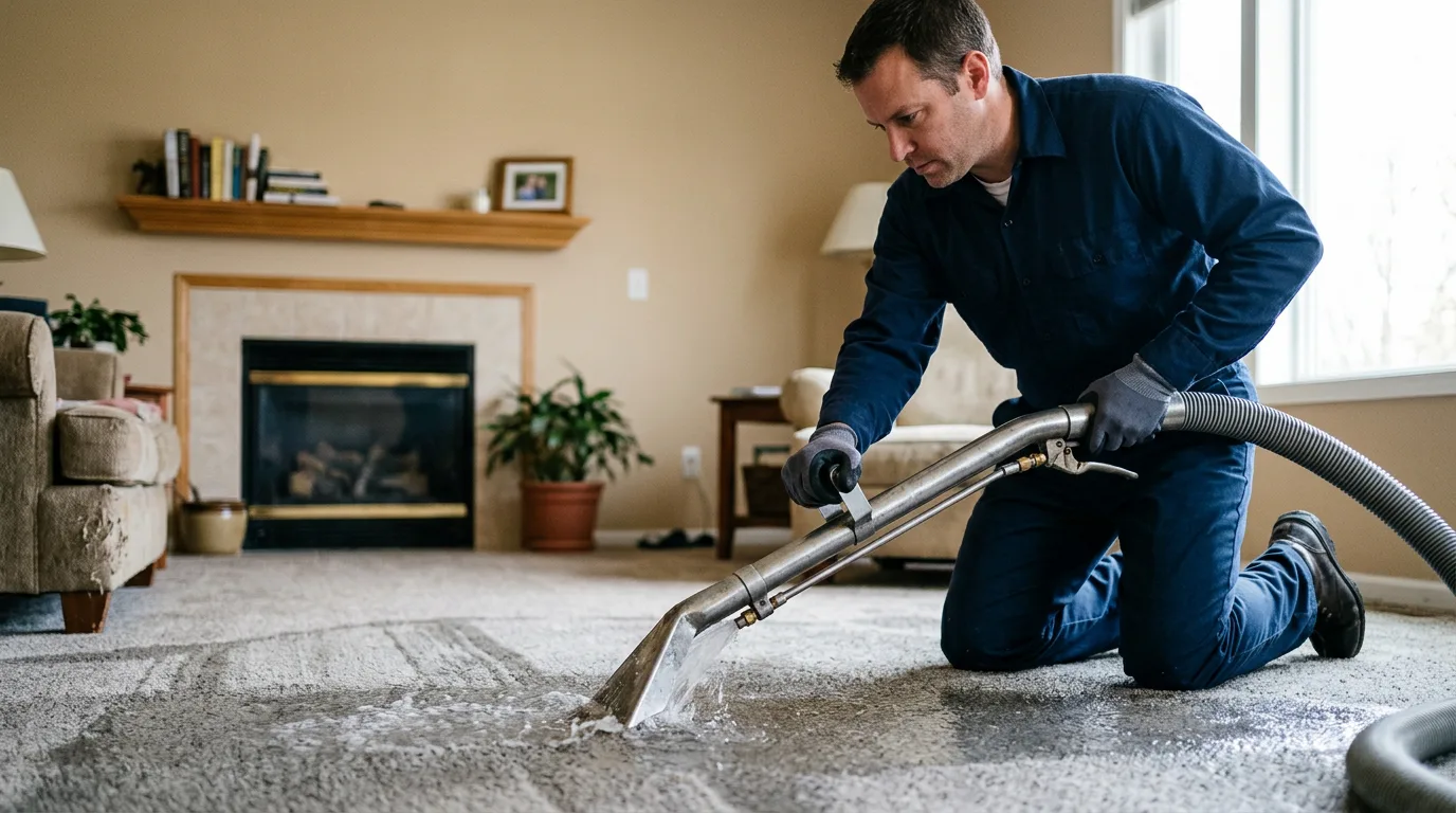 Water damage restoration technician working near Box Springs, GA